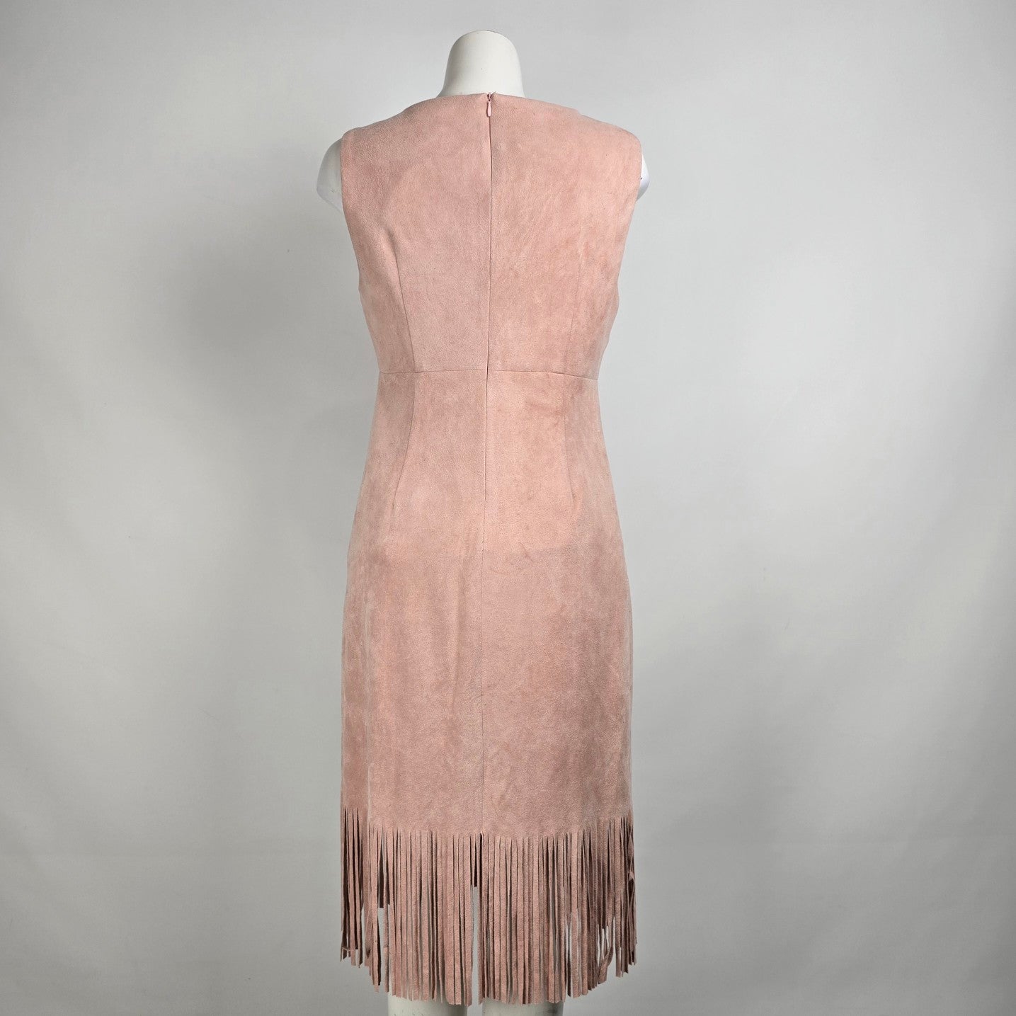 joh Pink Faux Suede Fringe Midi Dress Size M