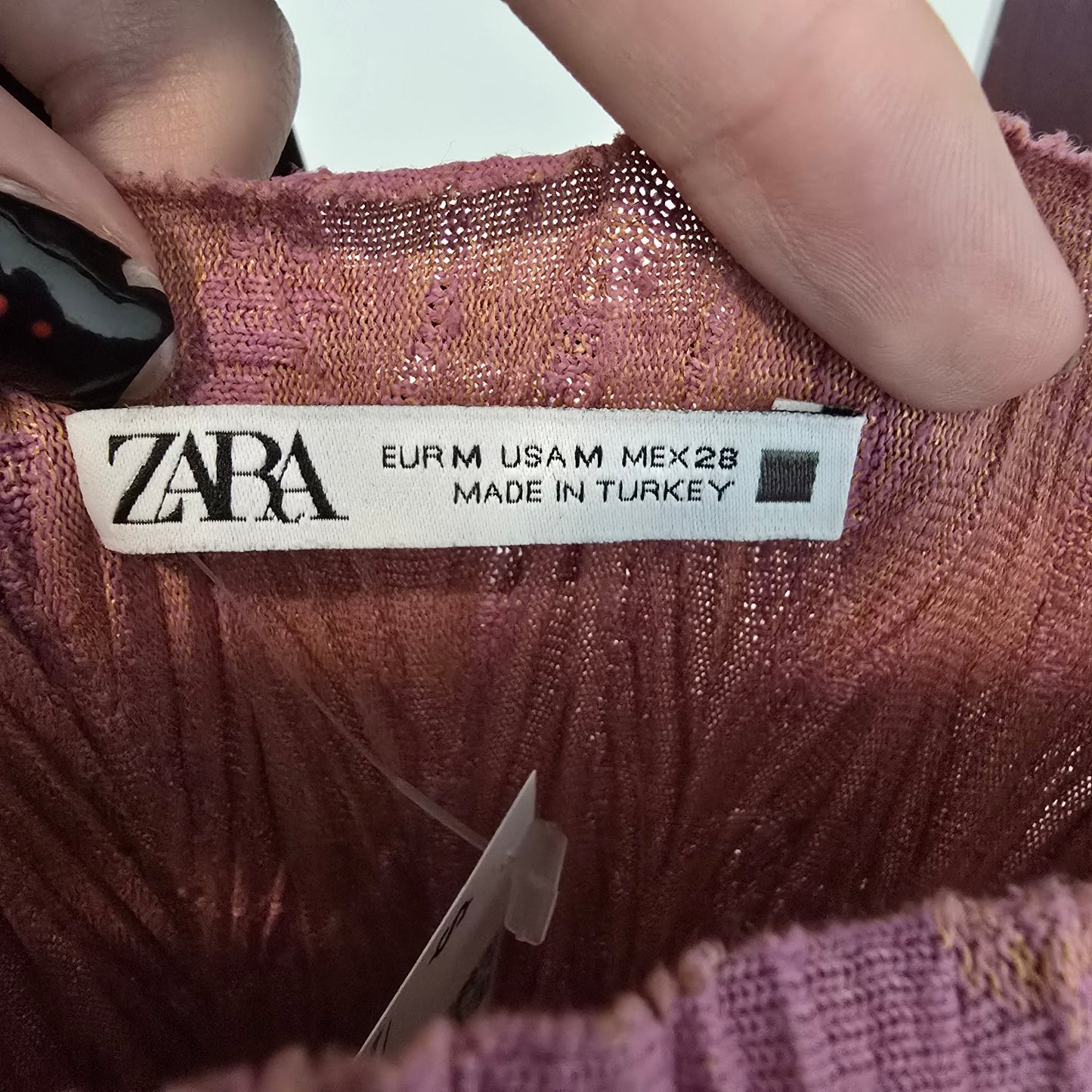 Zara Pink Pleated Midi Dress Size M