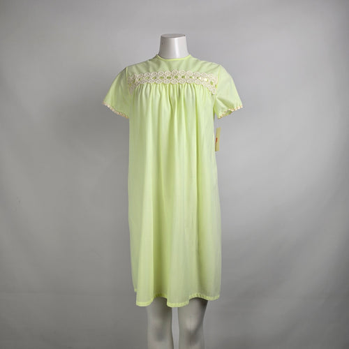 Vintage Louis Jean Yellow Night Gown & House Coat Set Size M