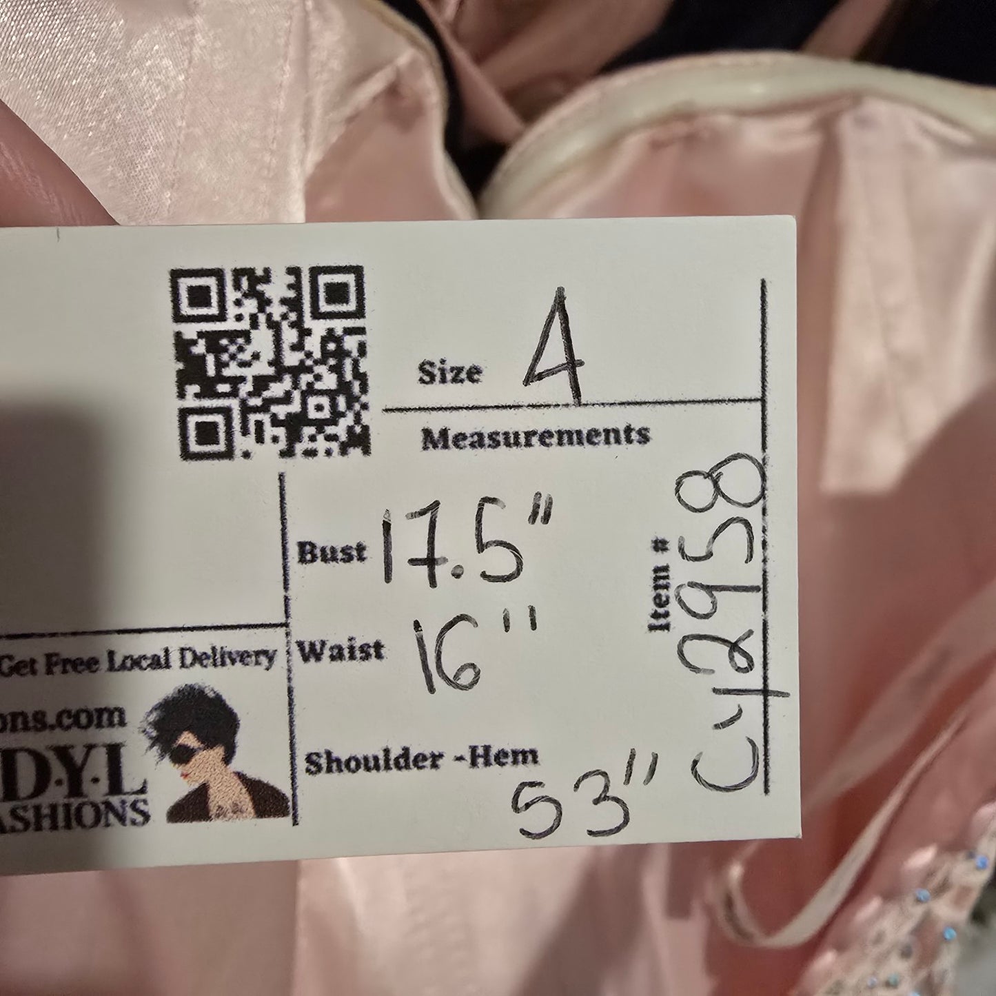 Tiffany Pink Rhinestone Tulle Grad Event Gown Size 4