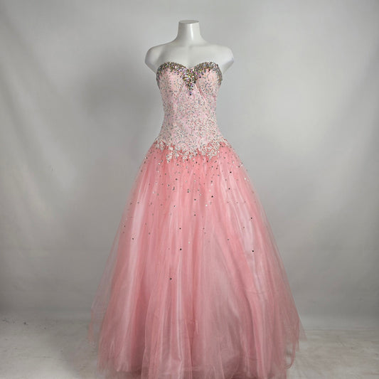 Tiffany Pink Rhinestone Tulle Grad Event Gown Size 4