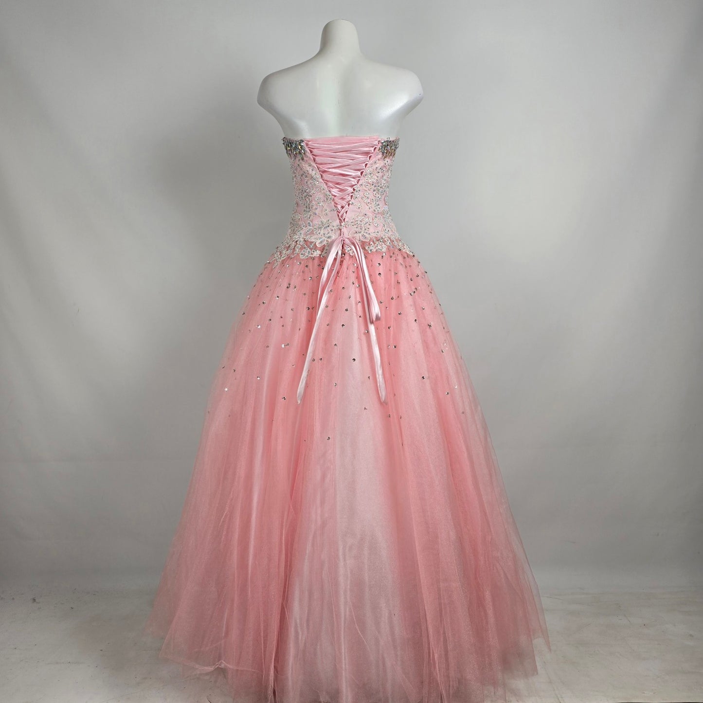 Tiffany Pink Rhinestone Tulle Grad Event Gown Size 4