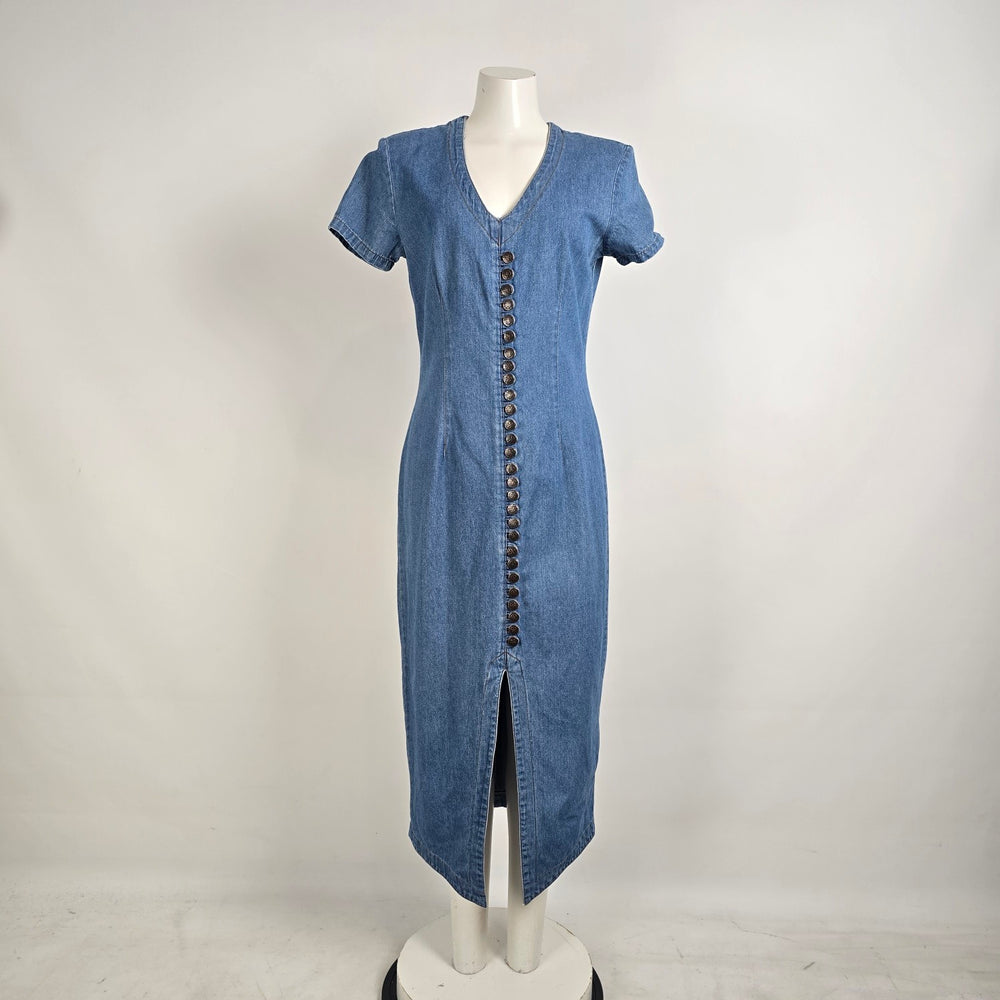 Vintage Faded Glory Cotton Denim Long Dress Size 8