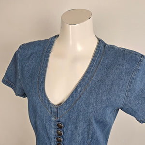 Vintage Faded Glory Cotton Denim Long Dress Size 8