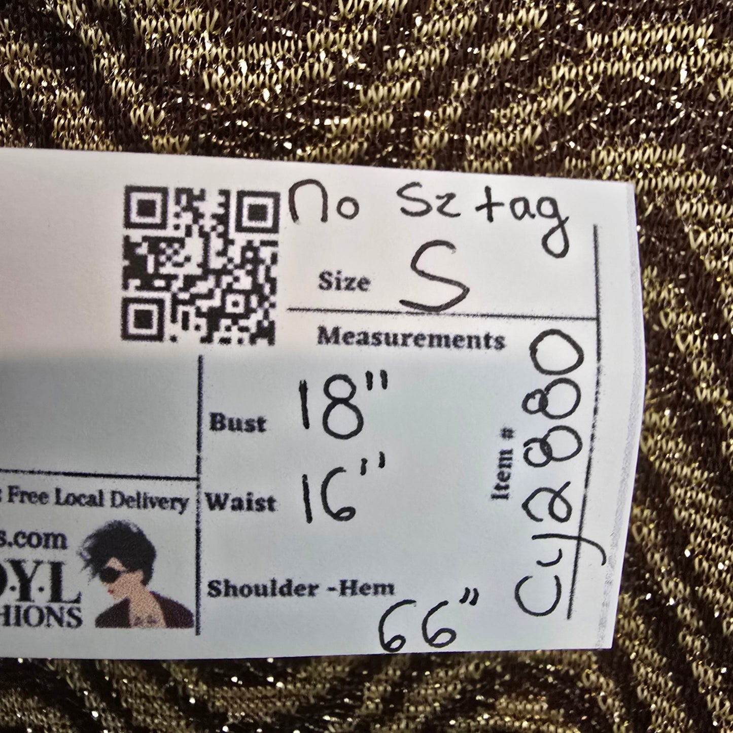 Vintage Algo Ettes Brown & Gold Metallic Long Dress Size S