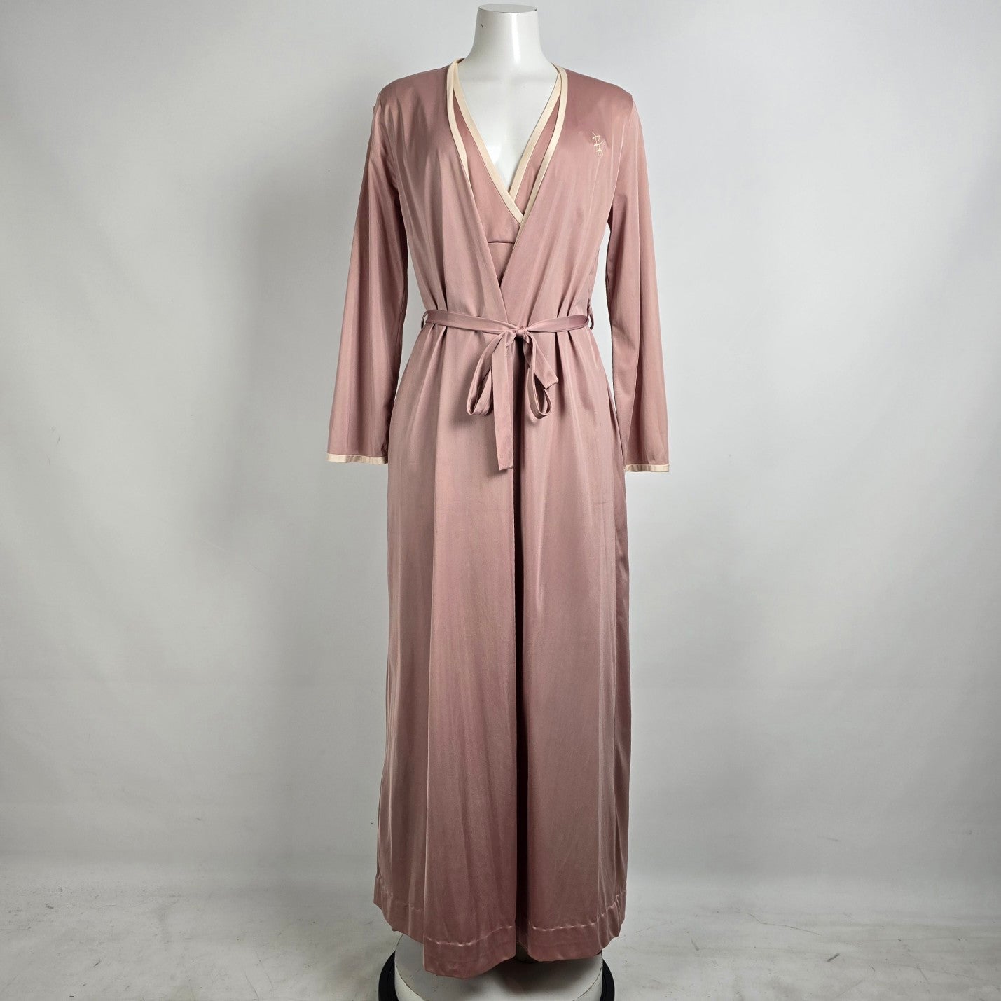 Vintage Dusty Rose Lingerie Night Gown & House Coat Set Size S/M