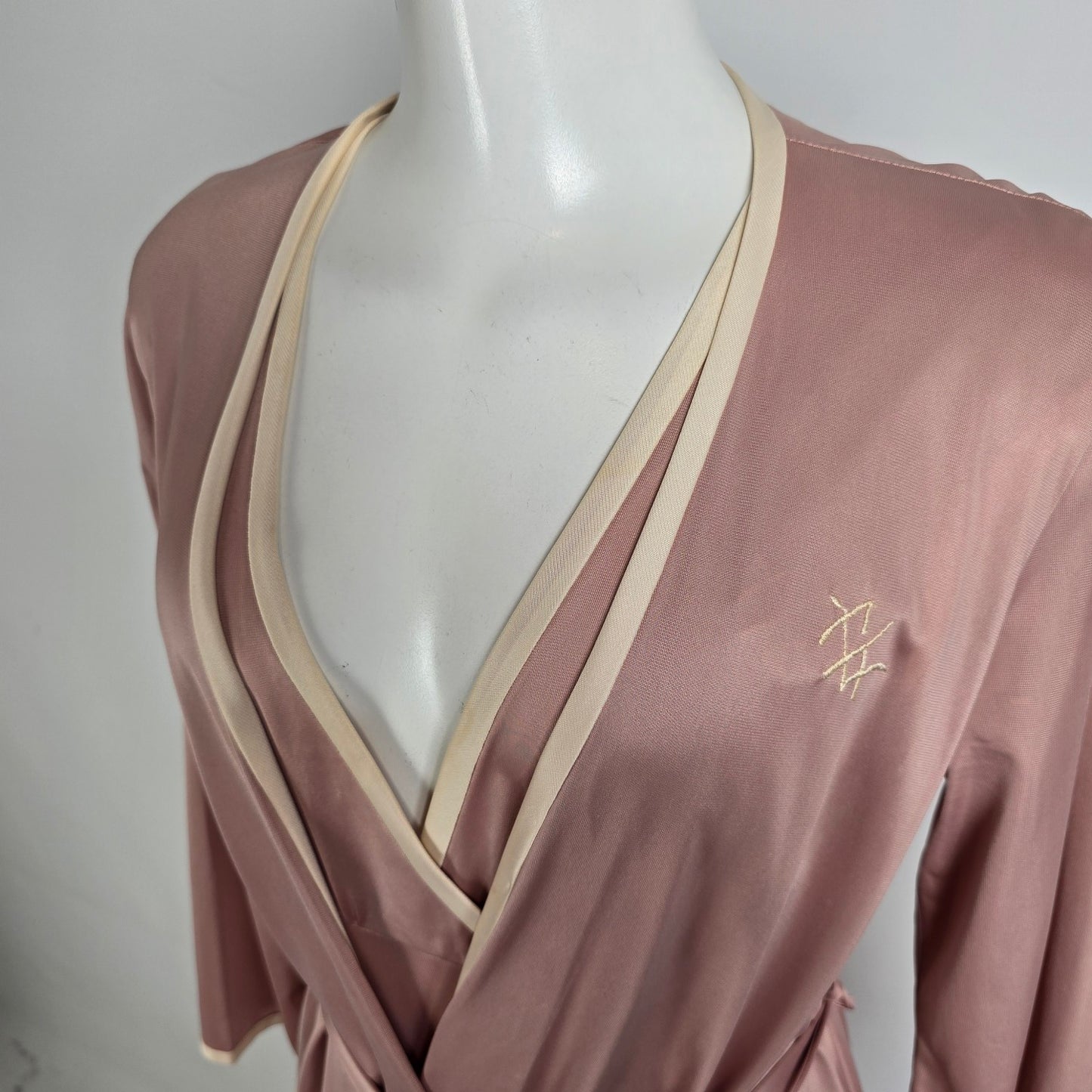 Vintage Dusty Rose Lingerie Night Gown & House Coat Set Size S/M