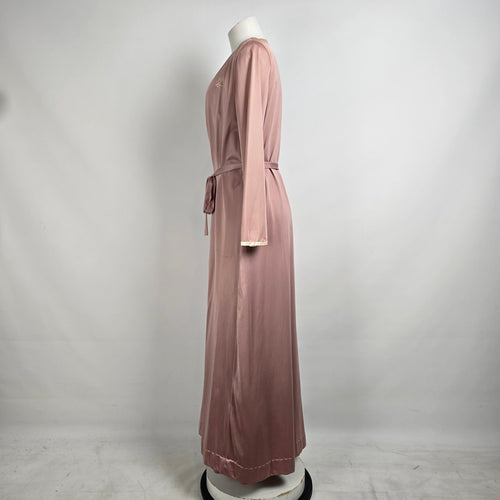 Vintage Dusty Rose Lingerie Night Gown & House Coat Set Size S/M
