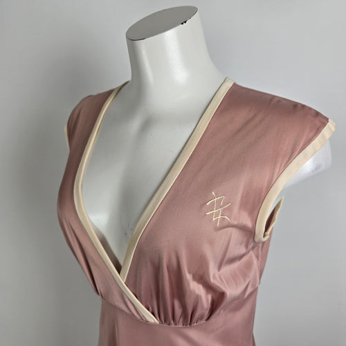 Vintage Dusty Rose Lingerie Night Gown & House Coat Set Size S/M