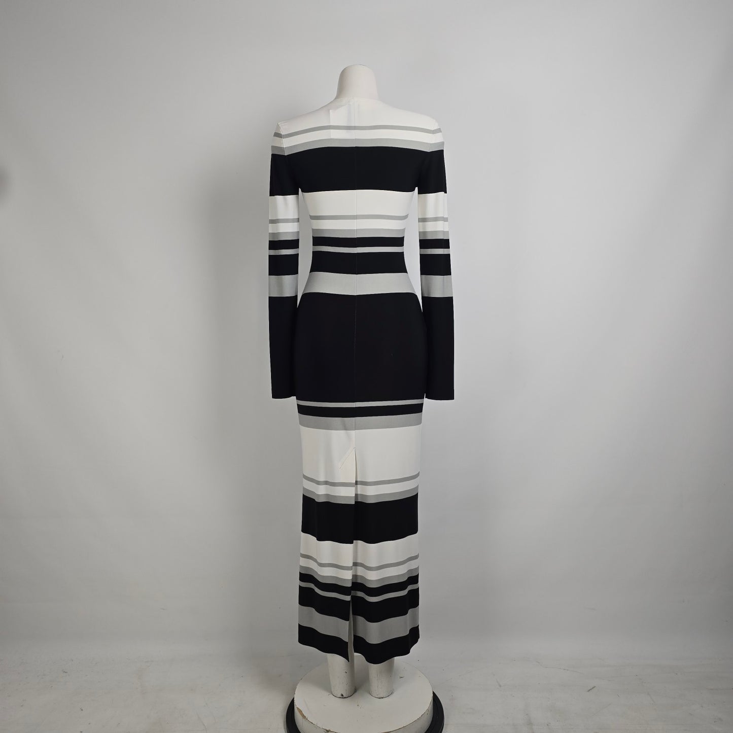 Norma Kamali Black Grey & White Stripped Spliced Dress Size S