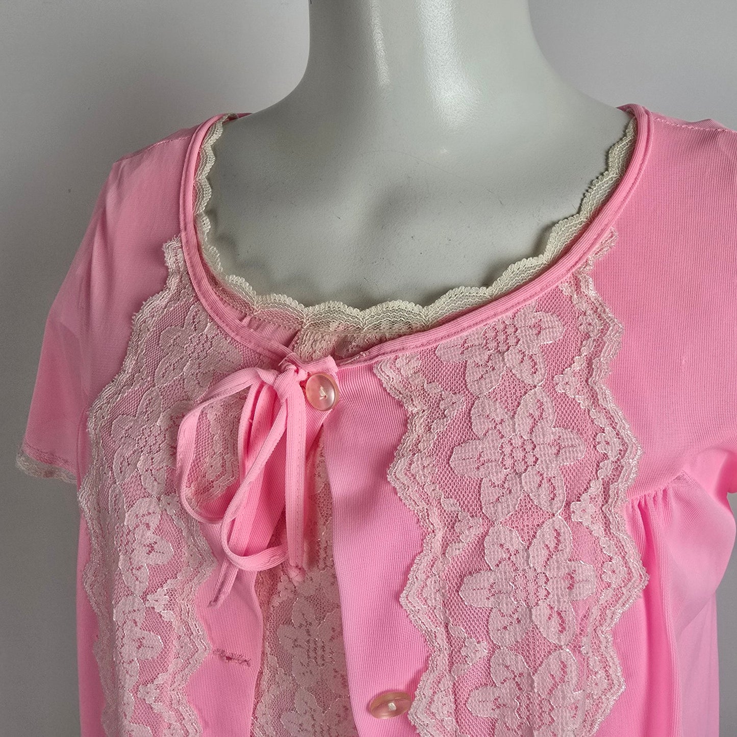 Vintage Pink Night Gown & House Coat Set Size S
