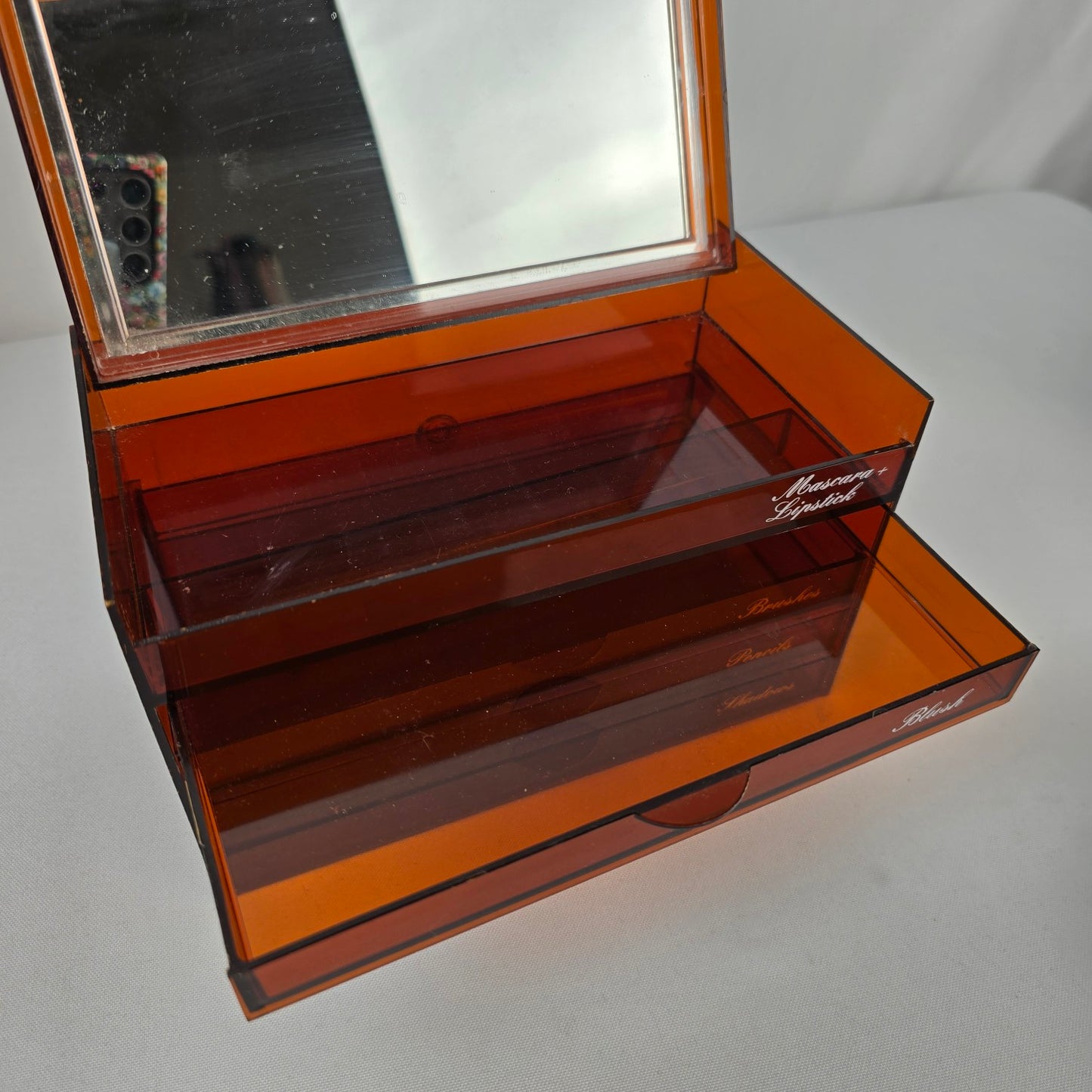 Vintage Brown Makeup Drawer Storage Box