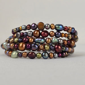 Glass Metallic Memory Wire Stacked Bracelet