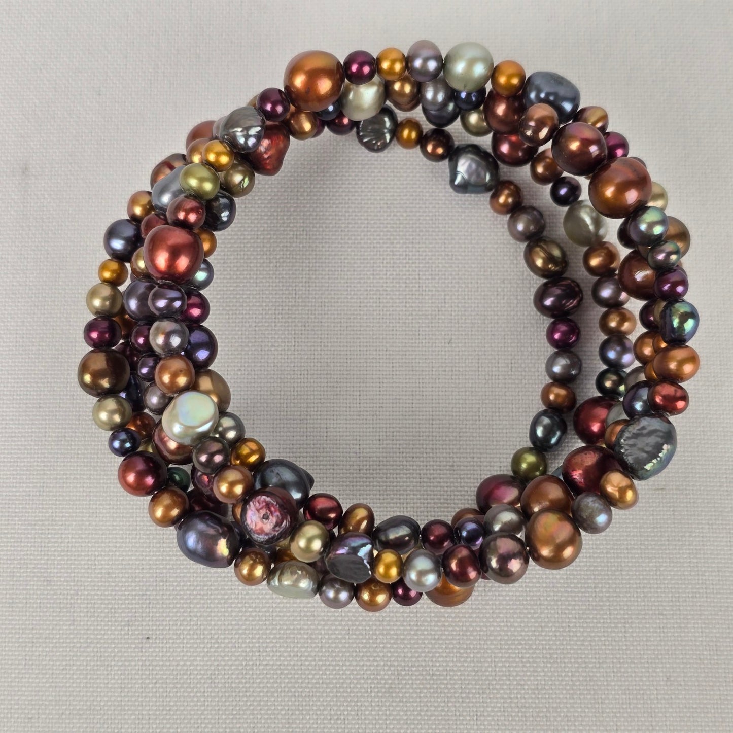 Glass Metallic Memory Wire Stacked Bracelet