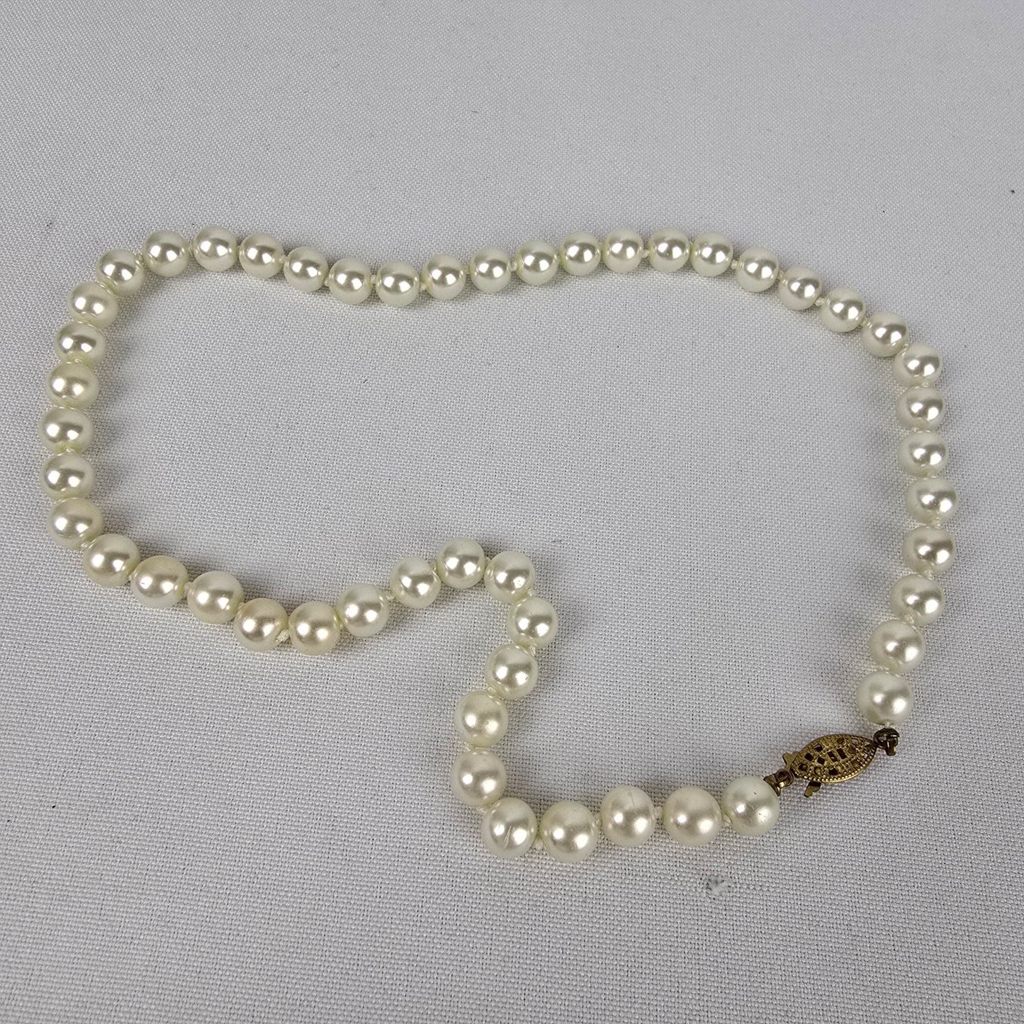 Vintage Faux Pearl Hand Knotted Necklace