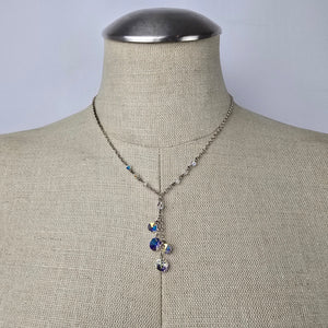 Vintage 925 Sterling AB Glass Y Necklace & Earring Set