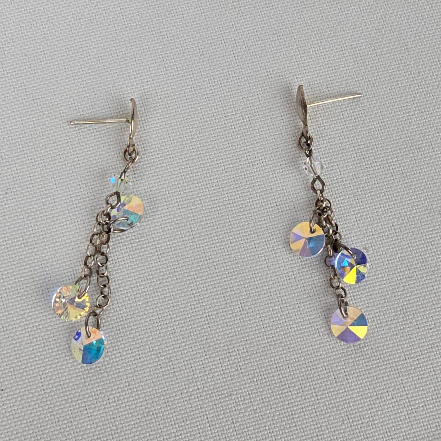 Vintage 925 Sterling AB Glass Y Necklace & Earring Set