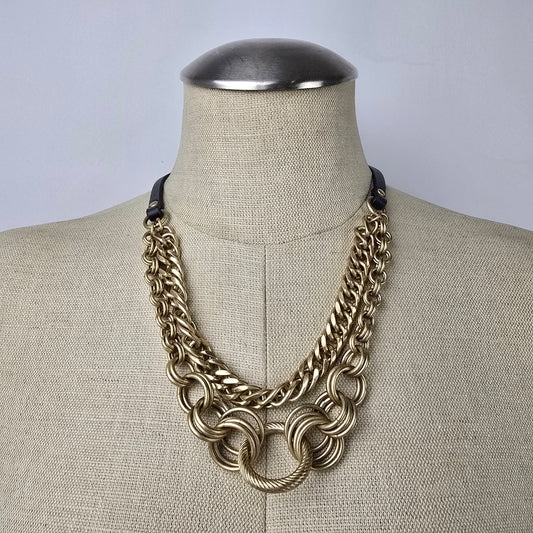 Cabi Gold Harness Ring Chunky Chain Necklace