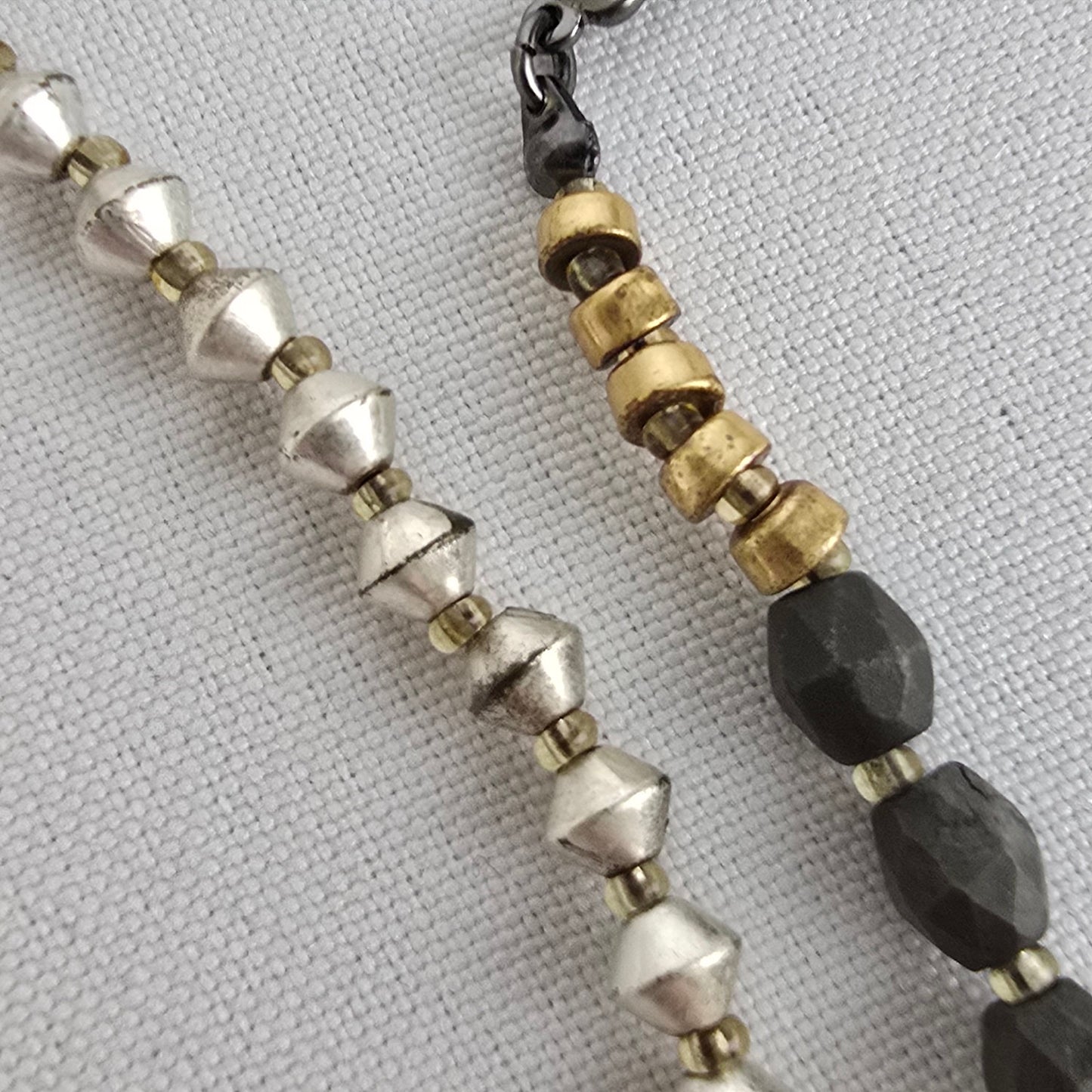 Stella & Dot Relic Hematite & Gold Long Pendant Necklace