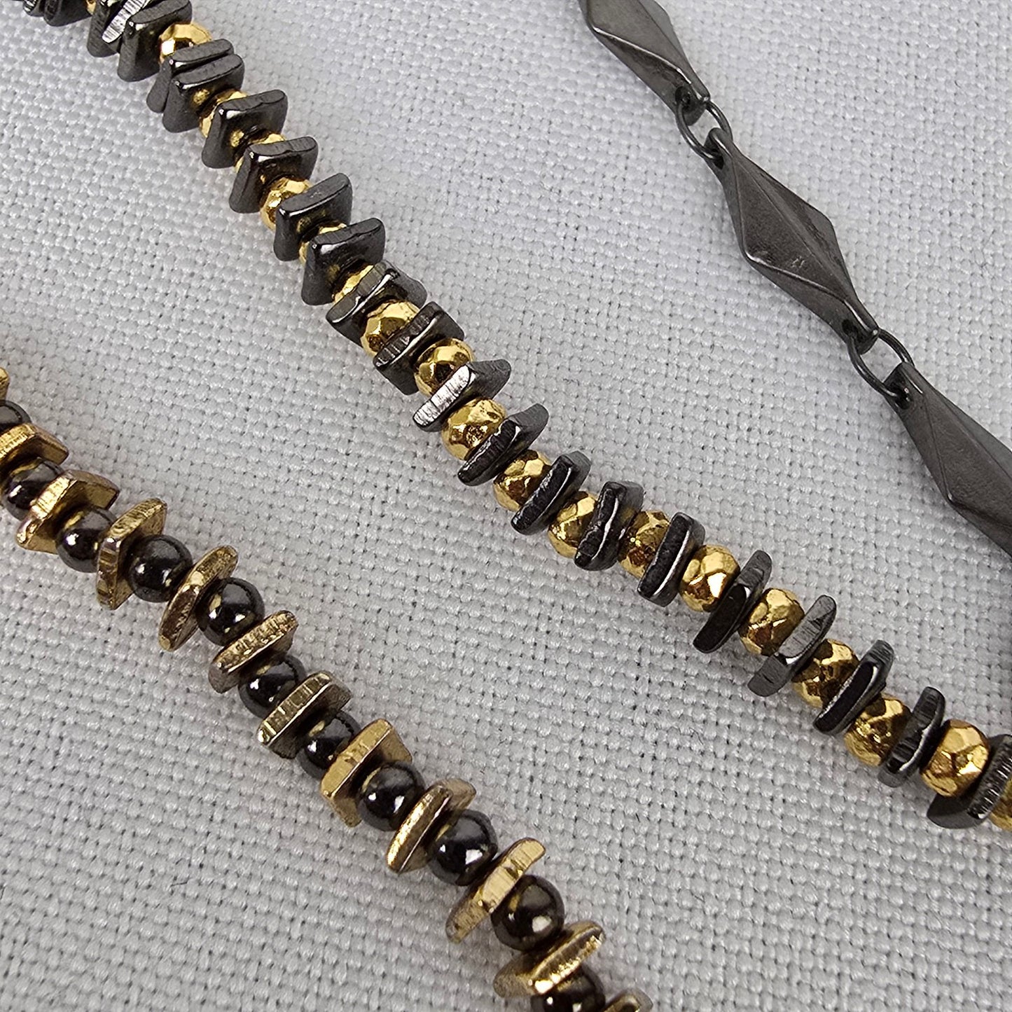 Stella & Dot Relic Hematite & Gold Long Pendant Necklace