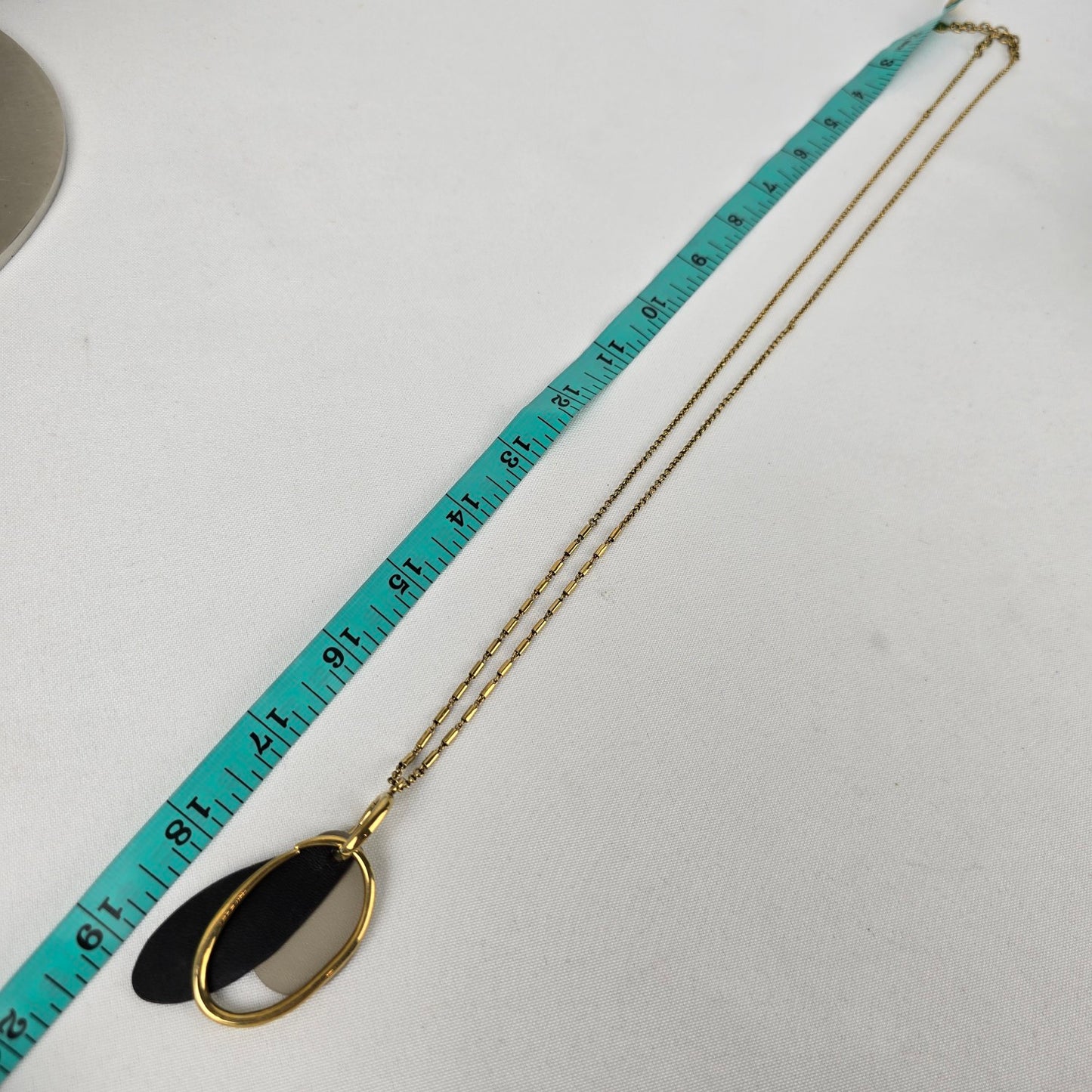 Stella & Dot Gold Tone Leather Reversible Pendant Long Necklace