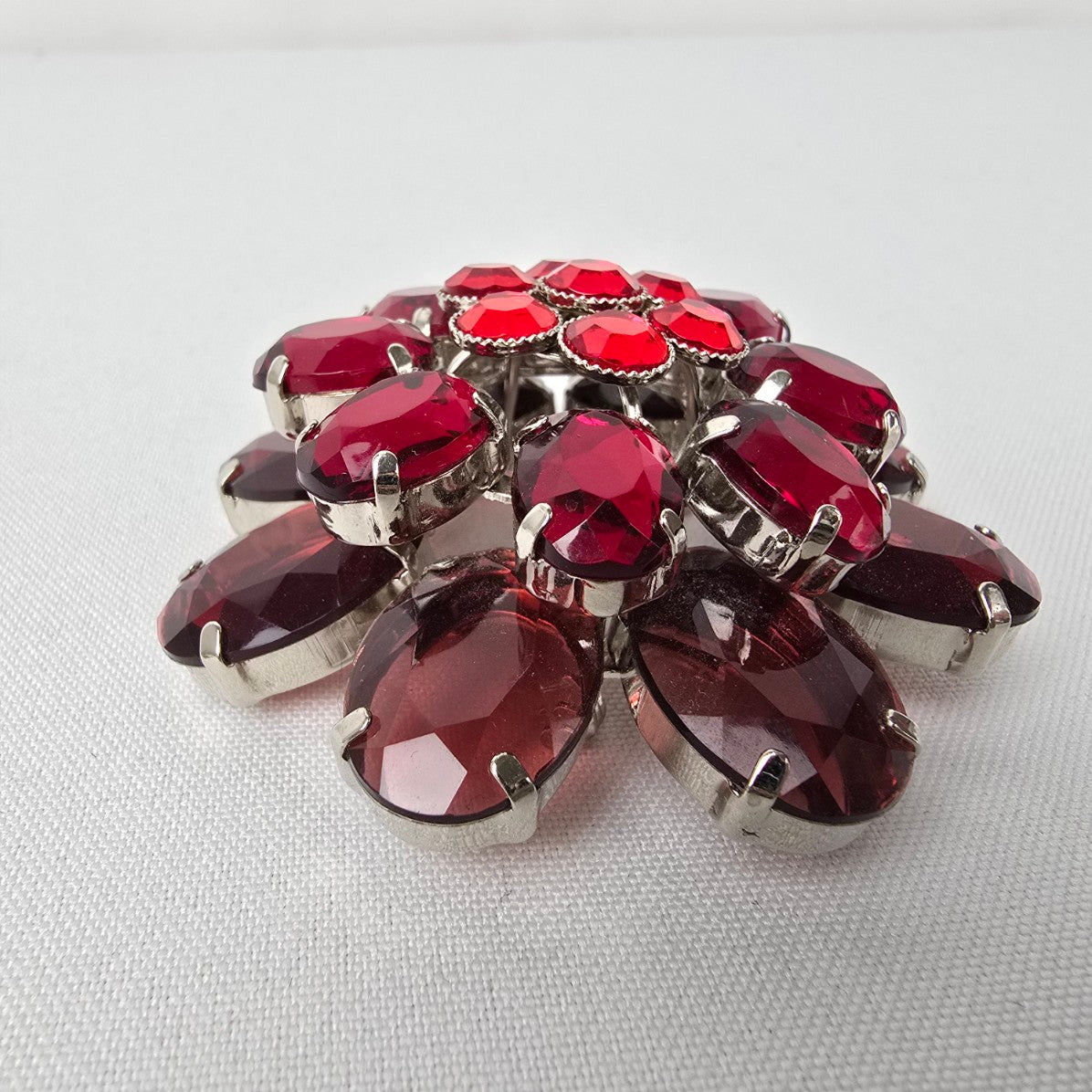 Red Crystal Oversize Floral Brooch