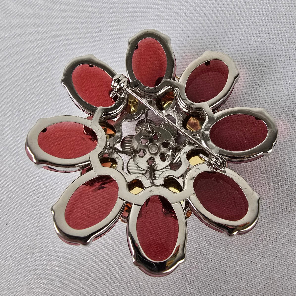 Red Crystal Oversize Floral Brooch