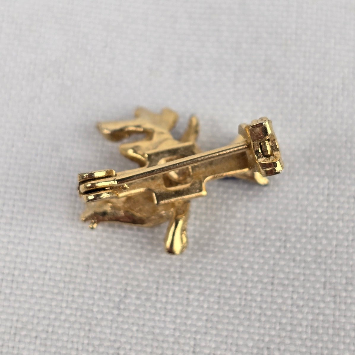 Vintage Blue & Gold Rhinestone Enamel Mini Bird Brooch