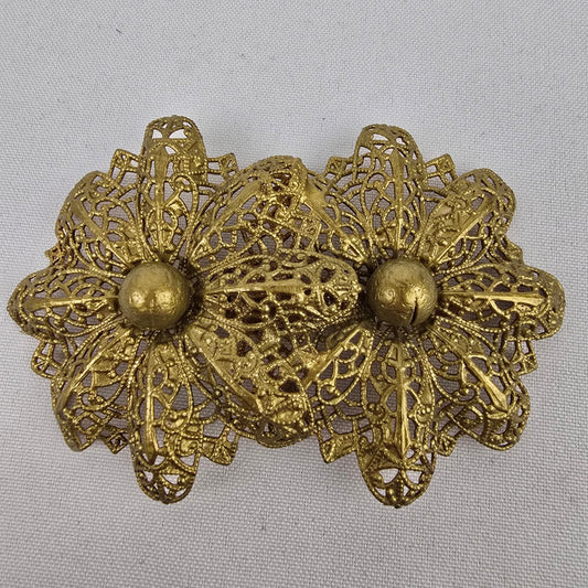 Vintage Art Deco Gold Floral Oversize Brooch
