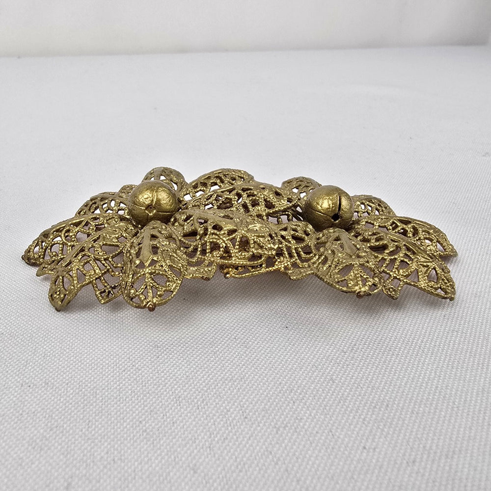 Vintage Art Deco Gold Floral Oversize Brooch