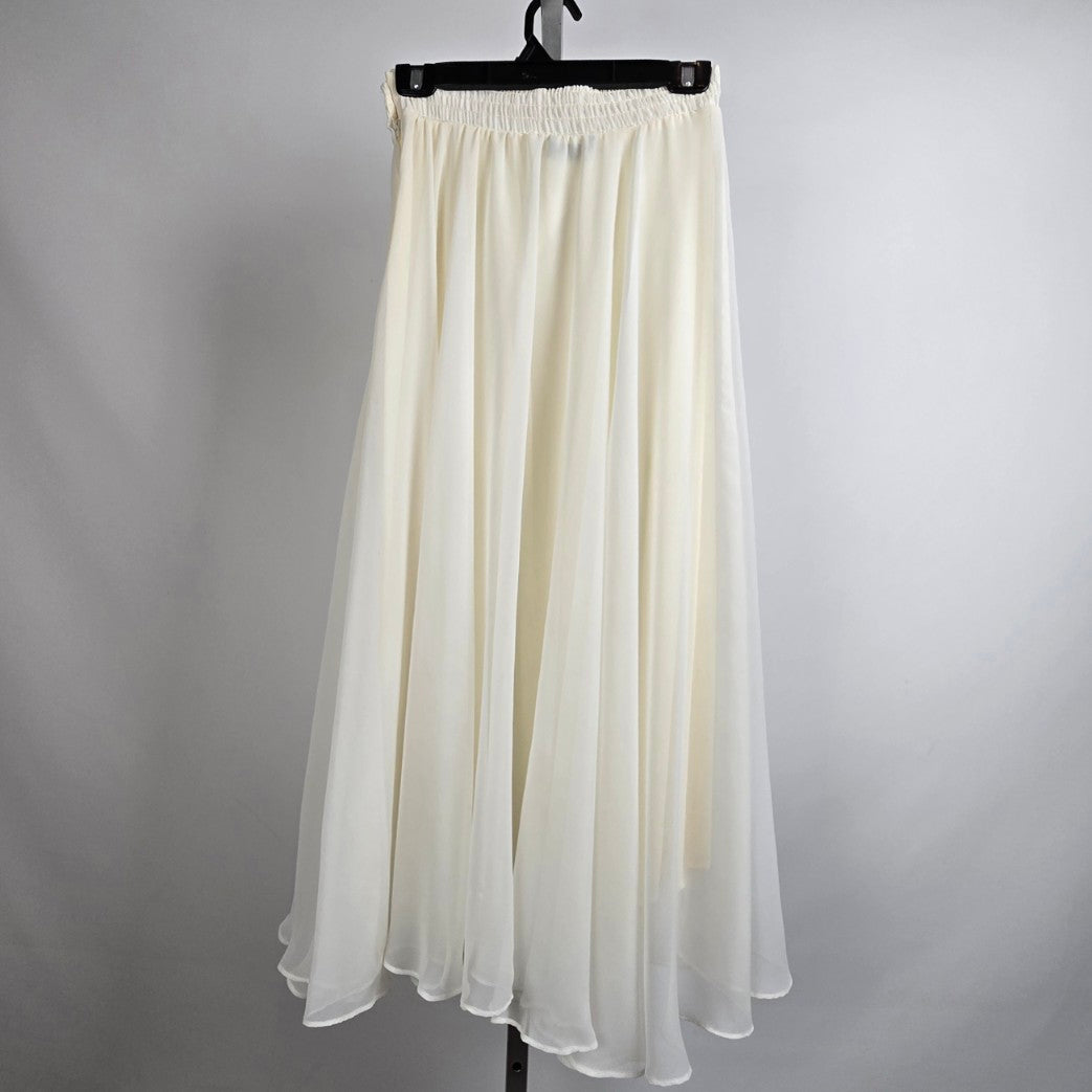 Vintage White Chiffon Long Maxi Skirt Size XS/S