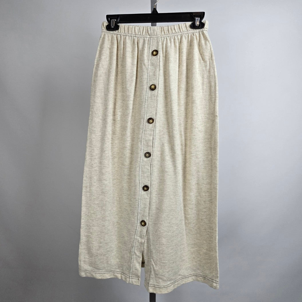 Vintage Jessie Cotton Cream Button Up Midi Skirt Size 10