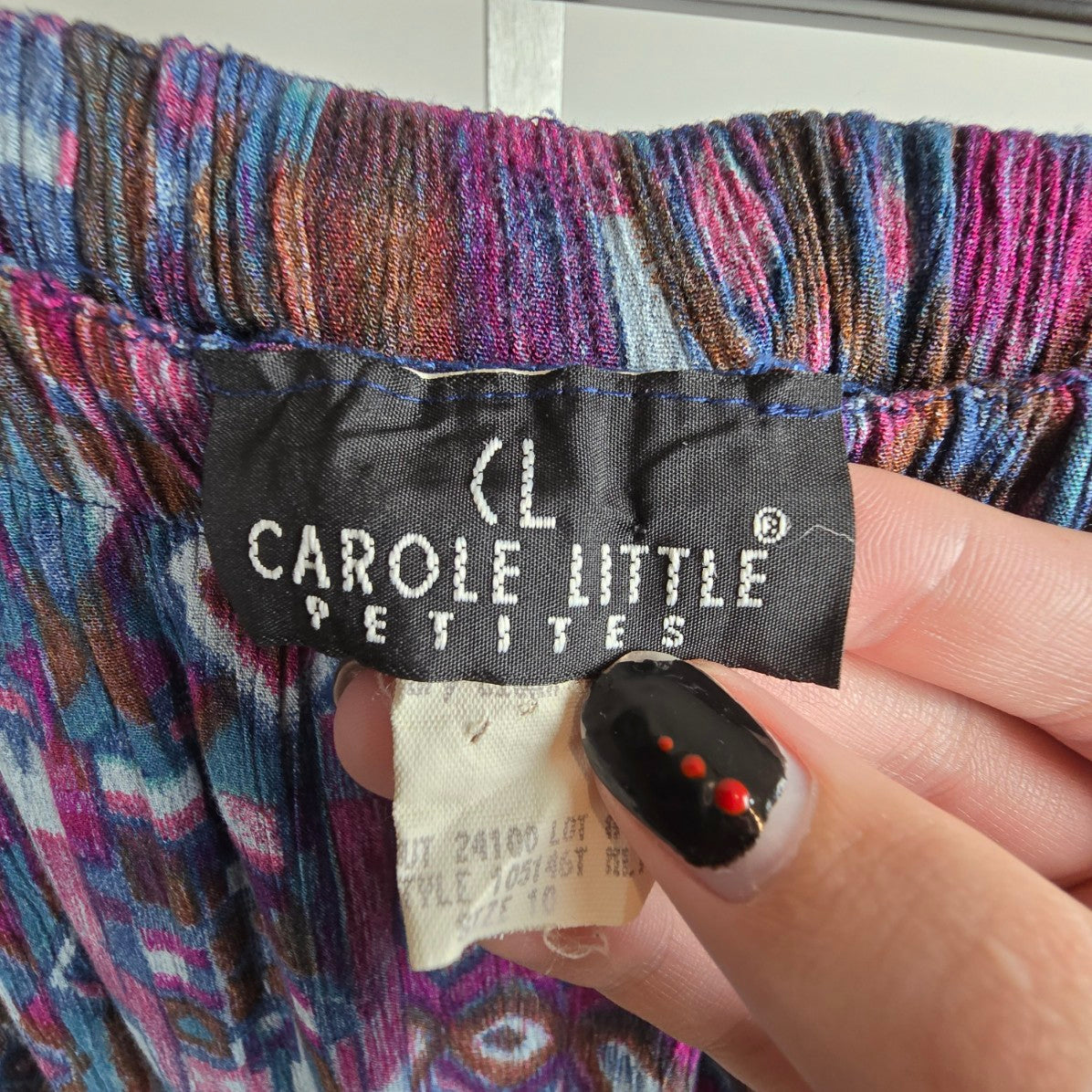 Vintage Carole Little Blue & Purple Midi Skirt Size 10