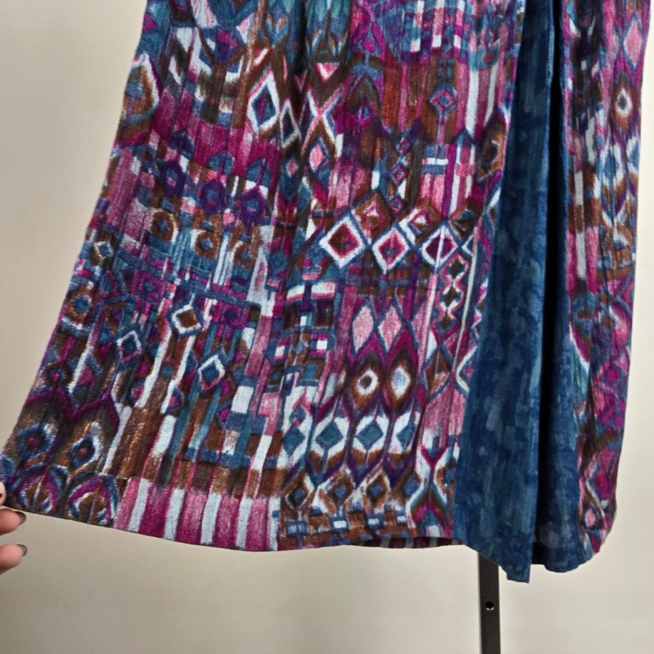 Vintage Carole Little Blue & Purple Midi Skirt Size 10