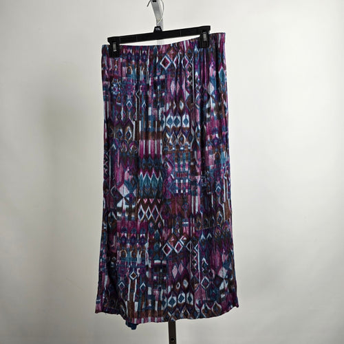 Vintage Carole Little Blue & Purple Midi Skirt Size 10