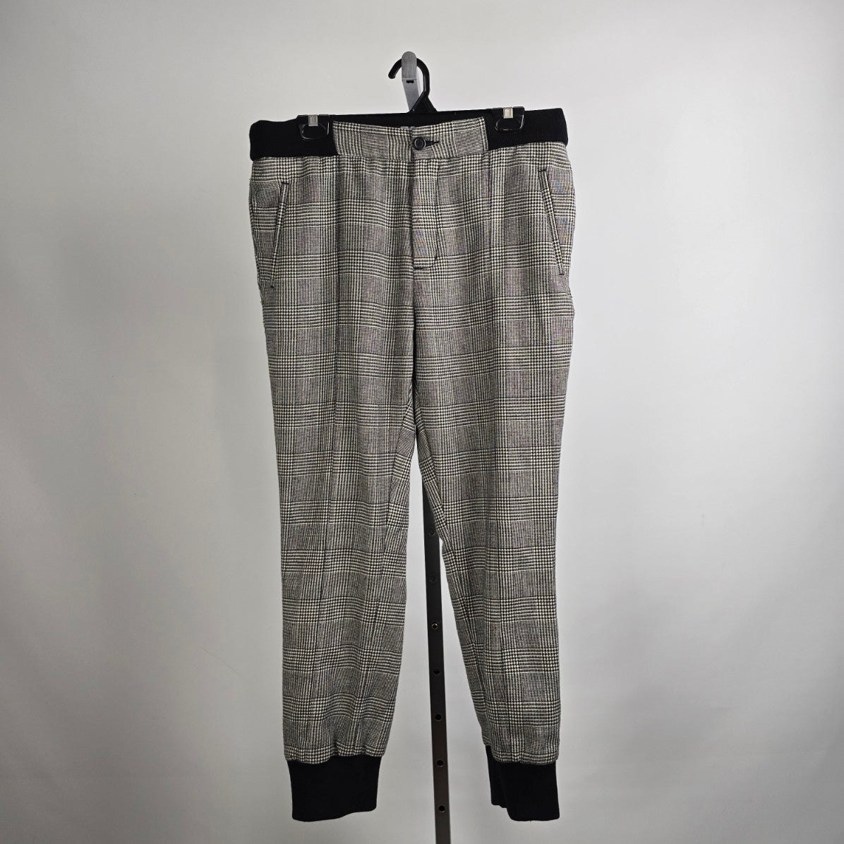 Le 31 Black Houndstooth Jogger Pants Size 34