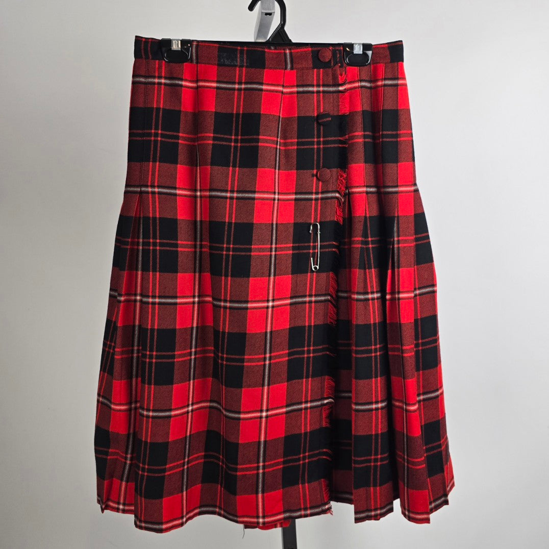 Vintage Surrey Classics 100% Wool Red And Black Plaid Kilt Skirt Size M/L