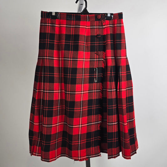 Vintage Surrey Classics 100% Wool Red And Black Plaid Kilt Skirt Size M/L