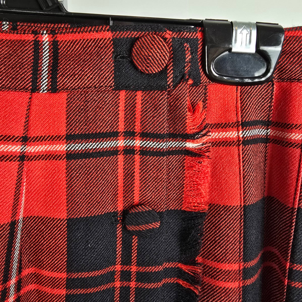 Vintage Surrey Classics 100% Wool Red And Black Plaid Kilt Skirt Size M/L