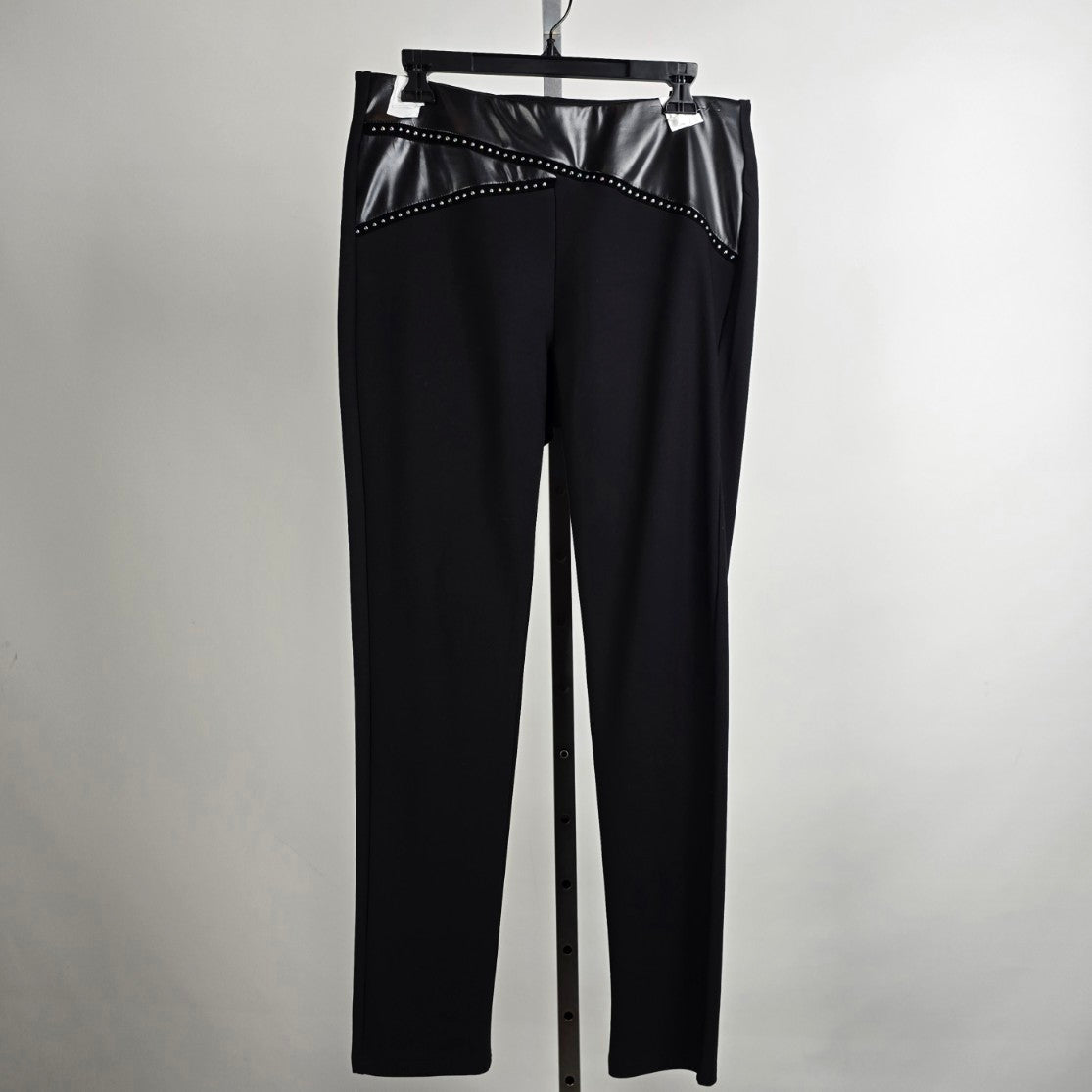 Frank Lyman Black Studded Criss Cross Detail Pants Size L
