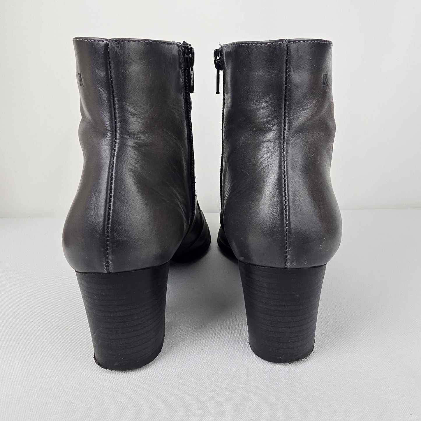 Dorking Grey Leather Heeled Boot Size 9