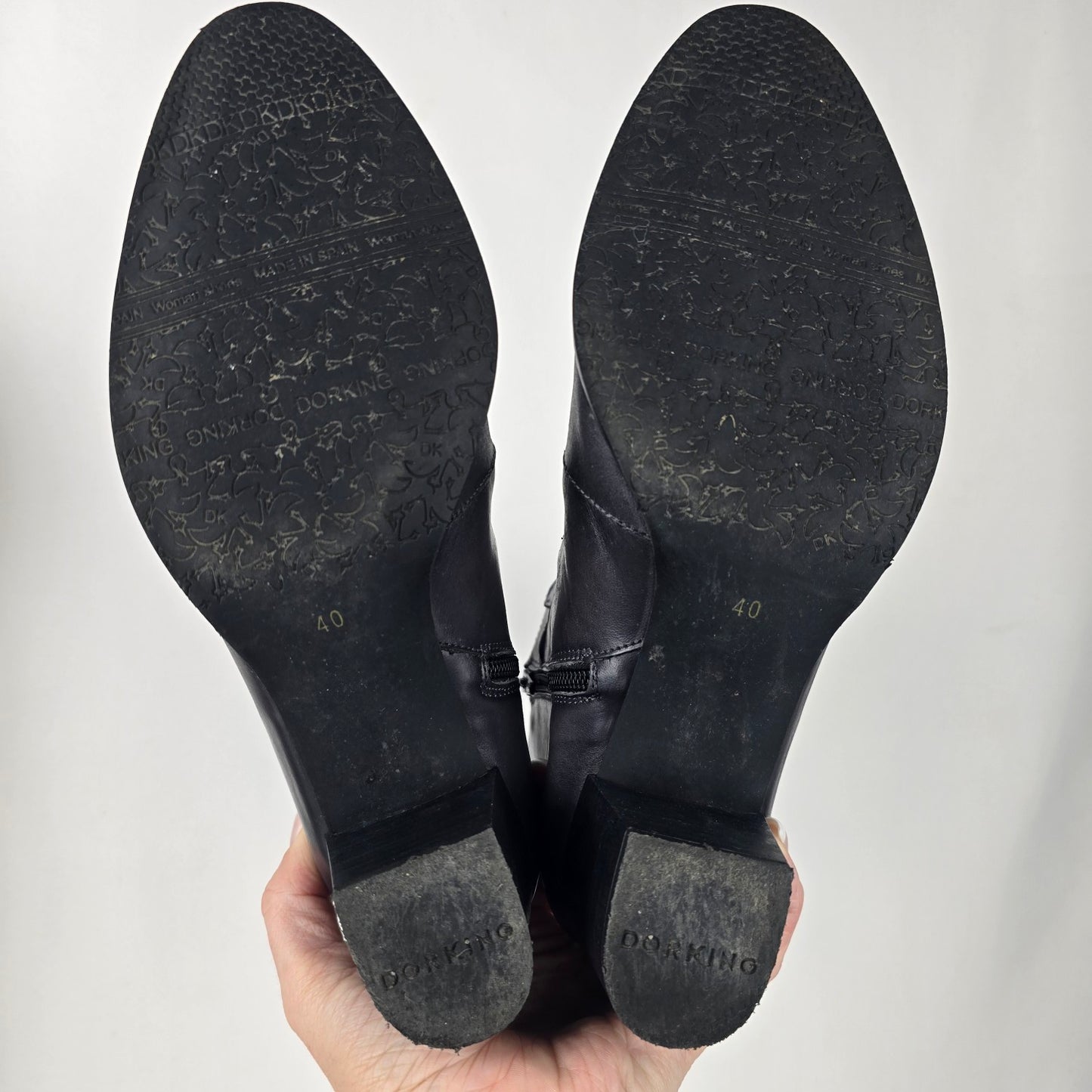 Dorking Grey Leather Heeled Boot Size 9