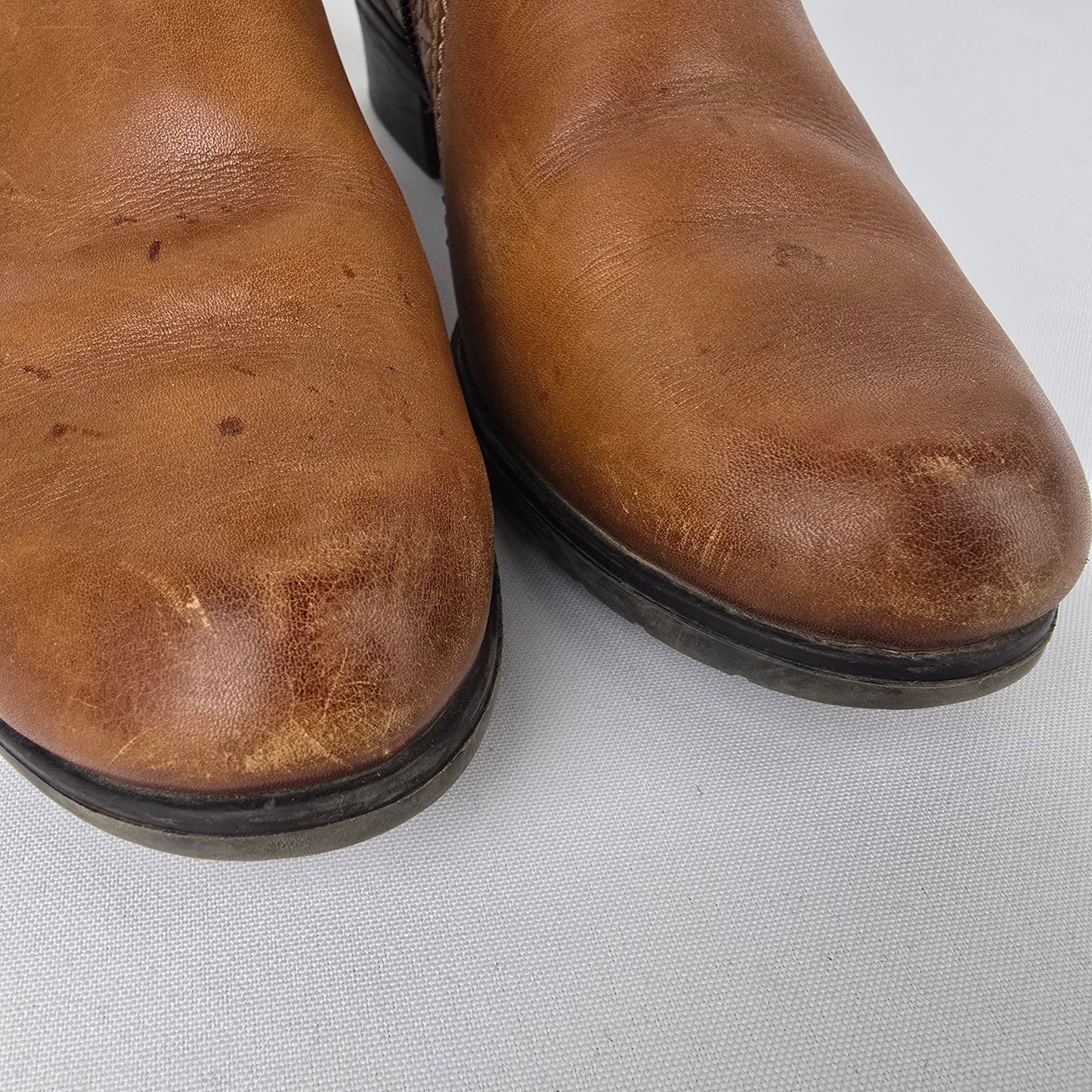 Remonte Brown Leather Floral Embossed Short Boot Size 7.5