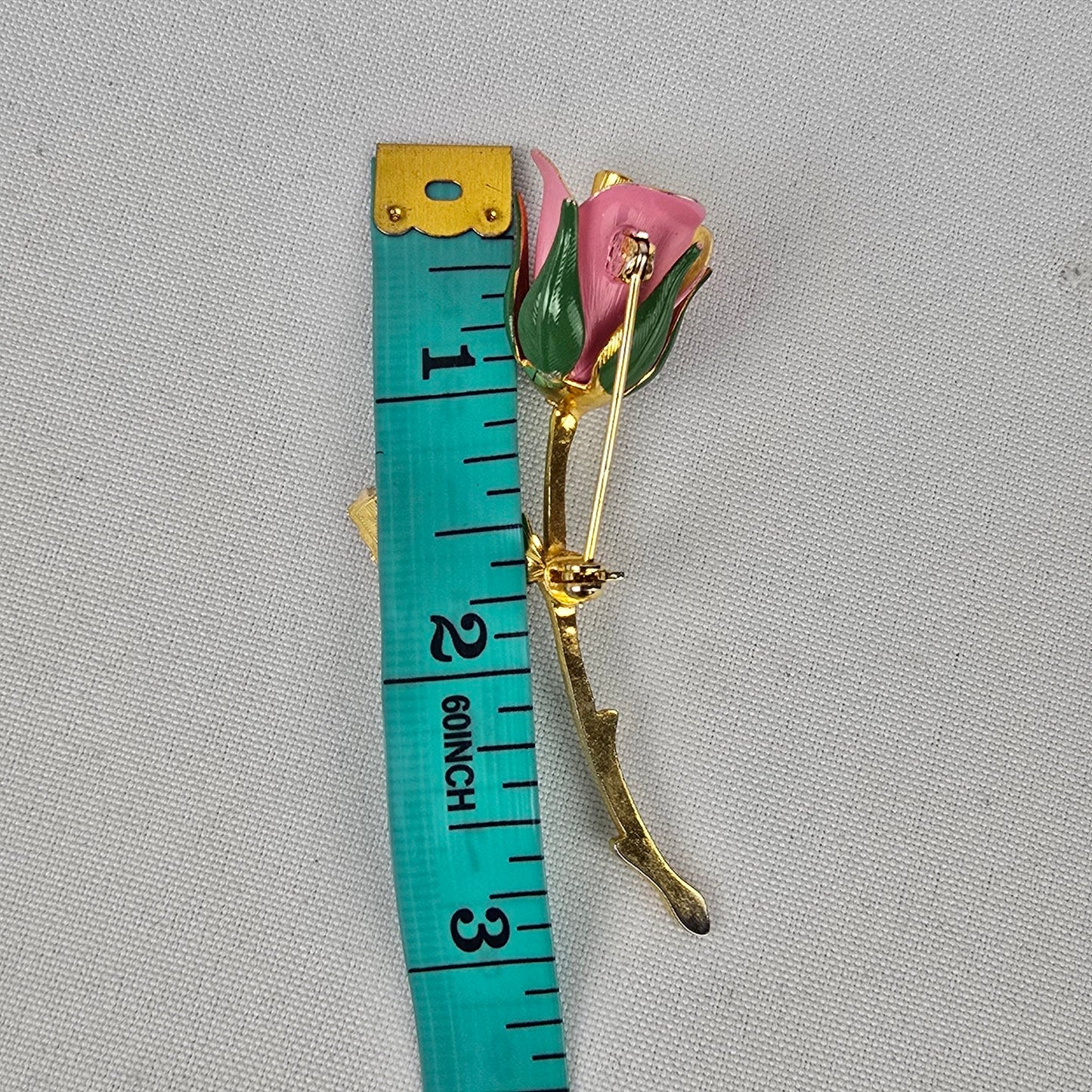 Vintage Gold & Pink Rose Brooch