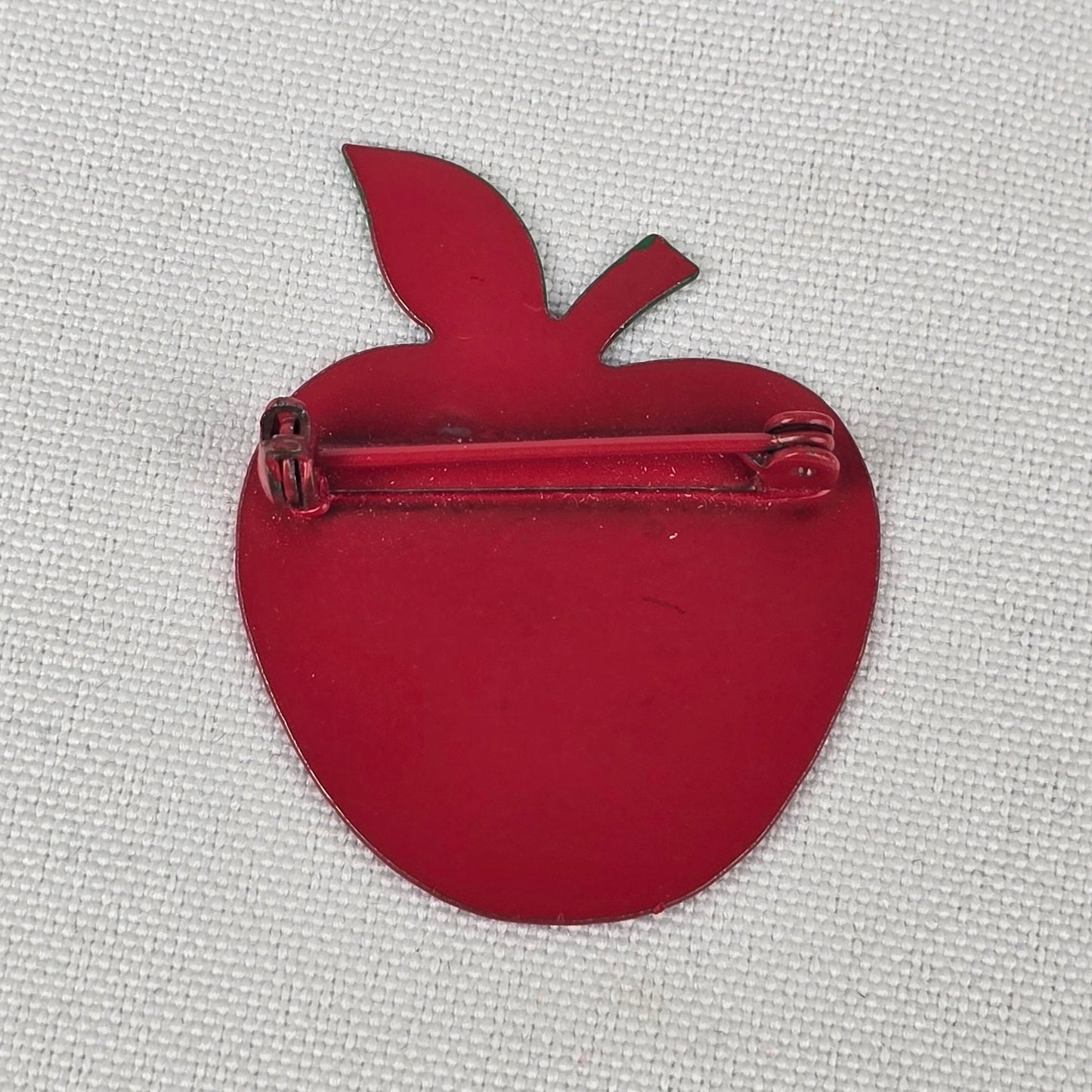 Vintage Red Enamel Apple Brooch
