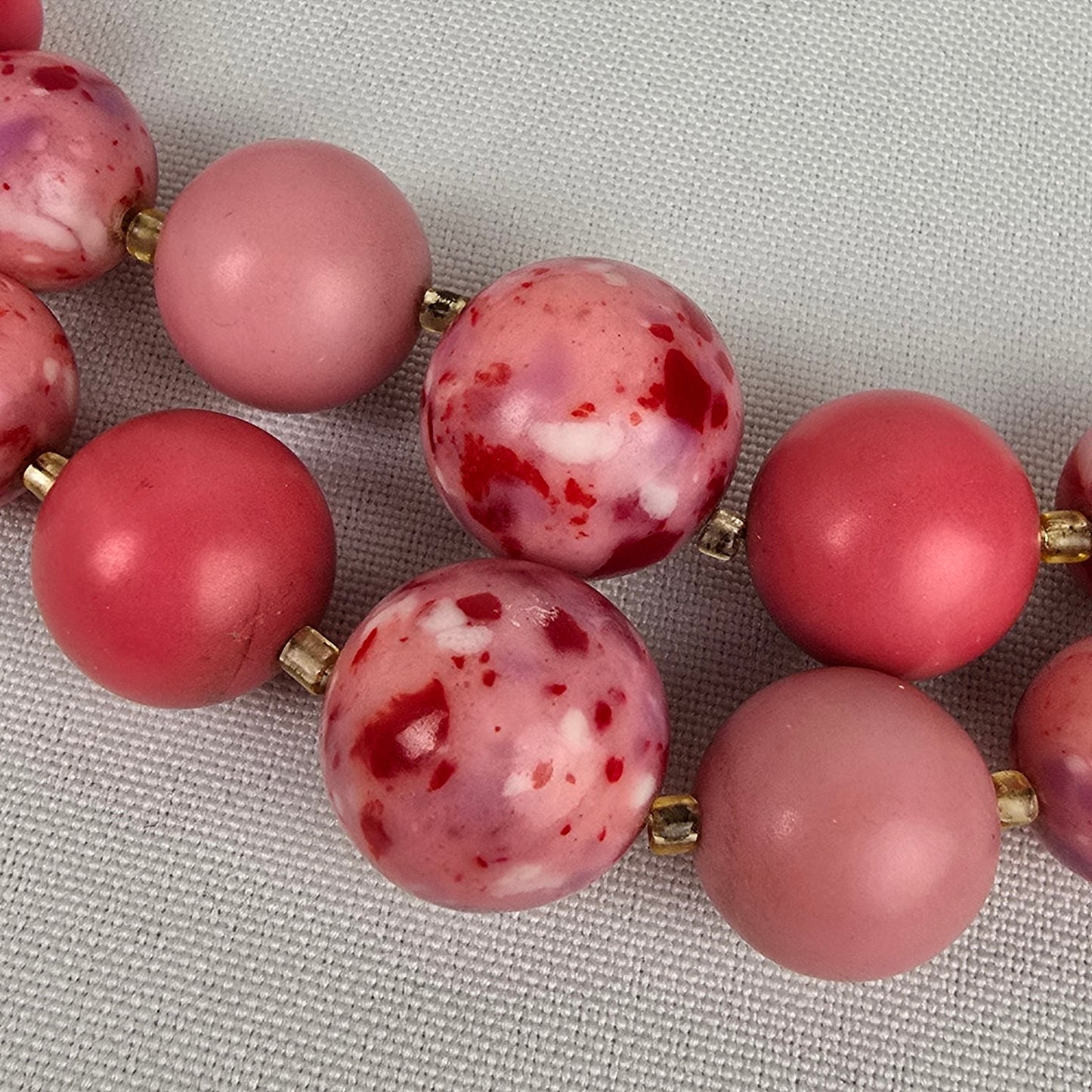 Vintage Japan Pink Glass Beads Layered Necklace