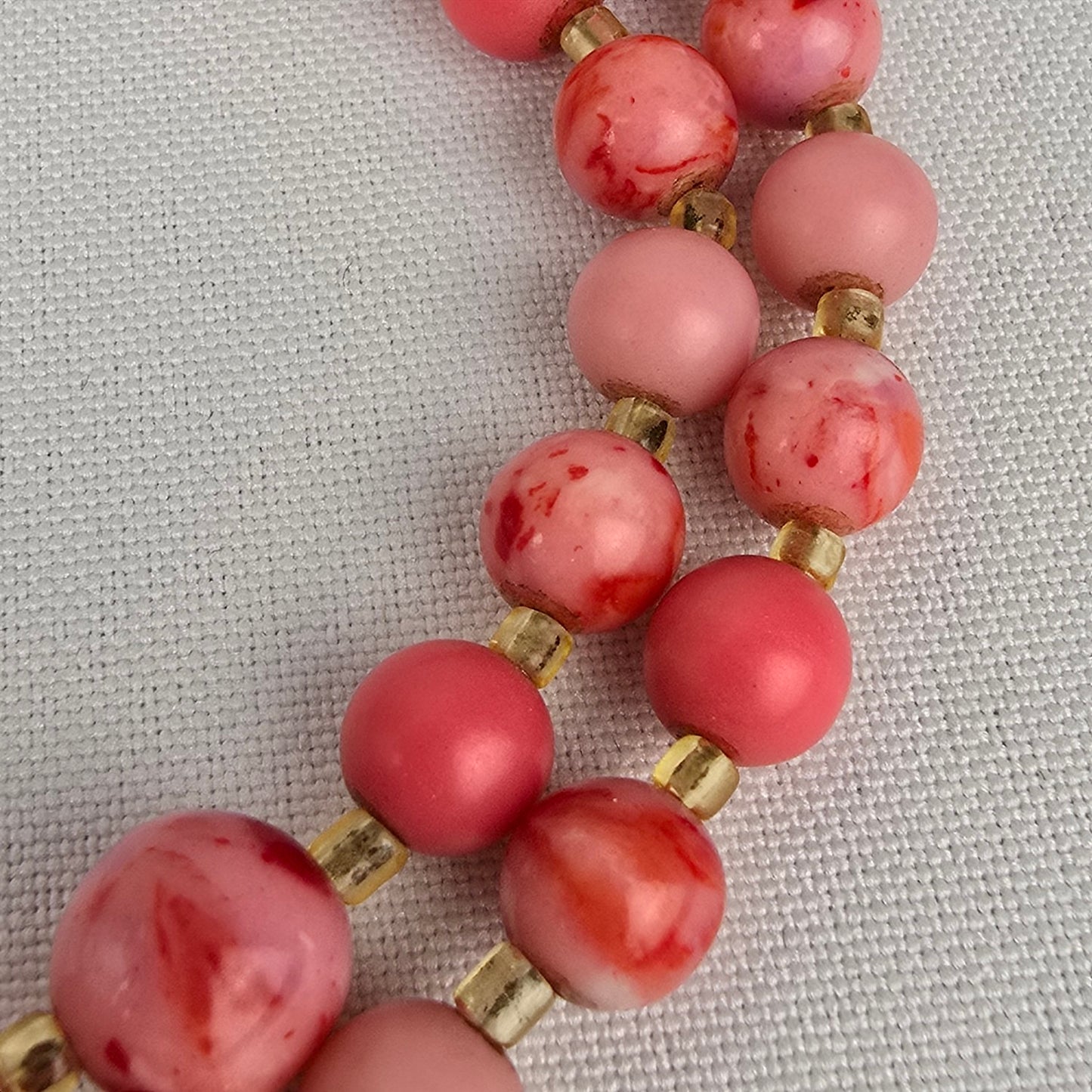 Vintage Japan Pink Glass Beads Layered Necklace