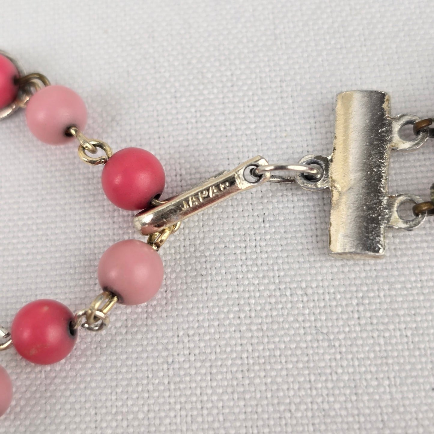 Vintage Japan Pink Glass Beads Layered Necklace