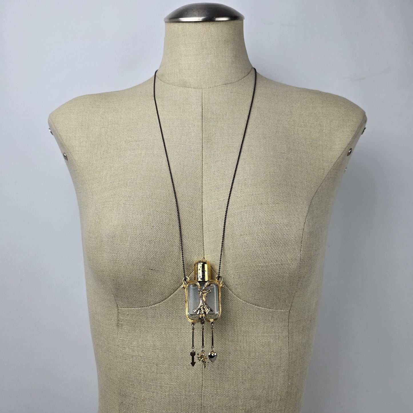 Vintage Gold Tone Potion Bottle Necklace