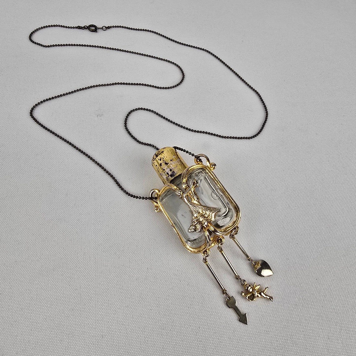 Vintage Gold Tone Potion Bottle Necklace